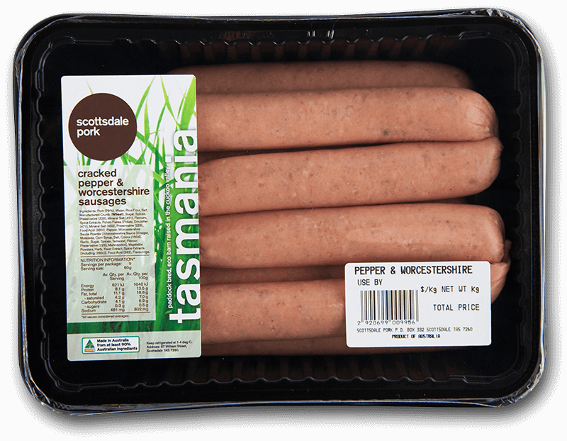 Cracked Pepper Worcestershire Sausages Thin Pack