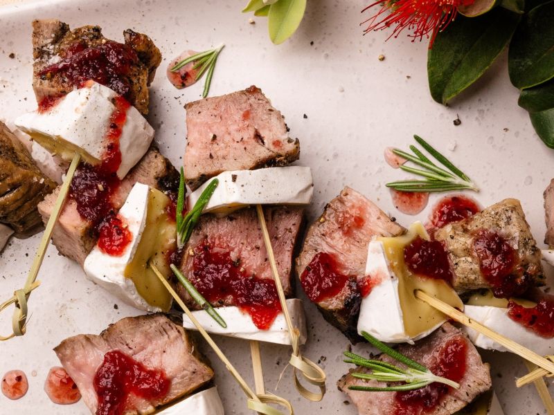 Festive BBQ Pork, Cranberry & Brie Canapés